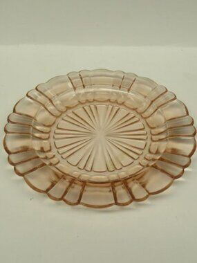 Hocking Depression Glass Pink OLD CAFE 6 1/2 Inch Dessert or Sherbet Plate